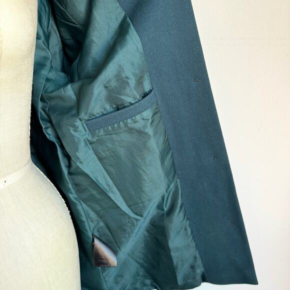 Vintage 2000s SESSÙN Teal Green Wool Blend Funnel Neck Coat - Picture 10 of 13